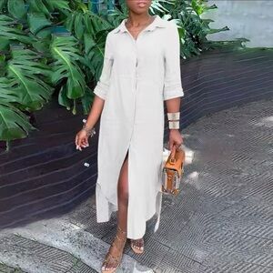 Elegant White Shirt Dress